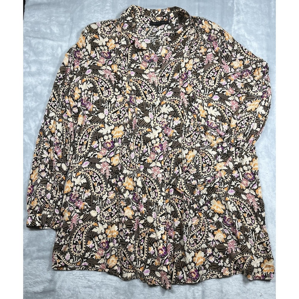 Jane and Delancey Blouse XL Autumnal Floral Paisley Boho Peasant Cottagecore